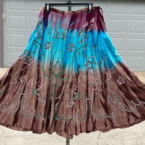 Brown/Turquoise ombre sequin skirt J Marco Medium